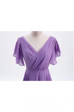 A-Line Long Purple Chiffon Bridesmaid Dresses 902514