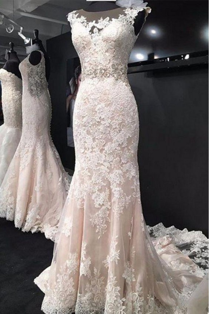 Elegant Mermaid Lace Wedding Dresses Bridal Gowns 903042