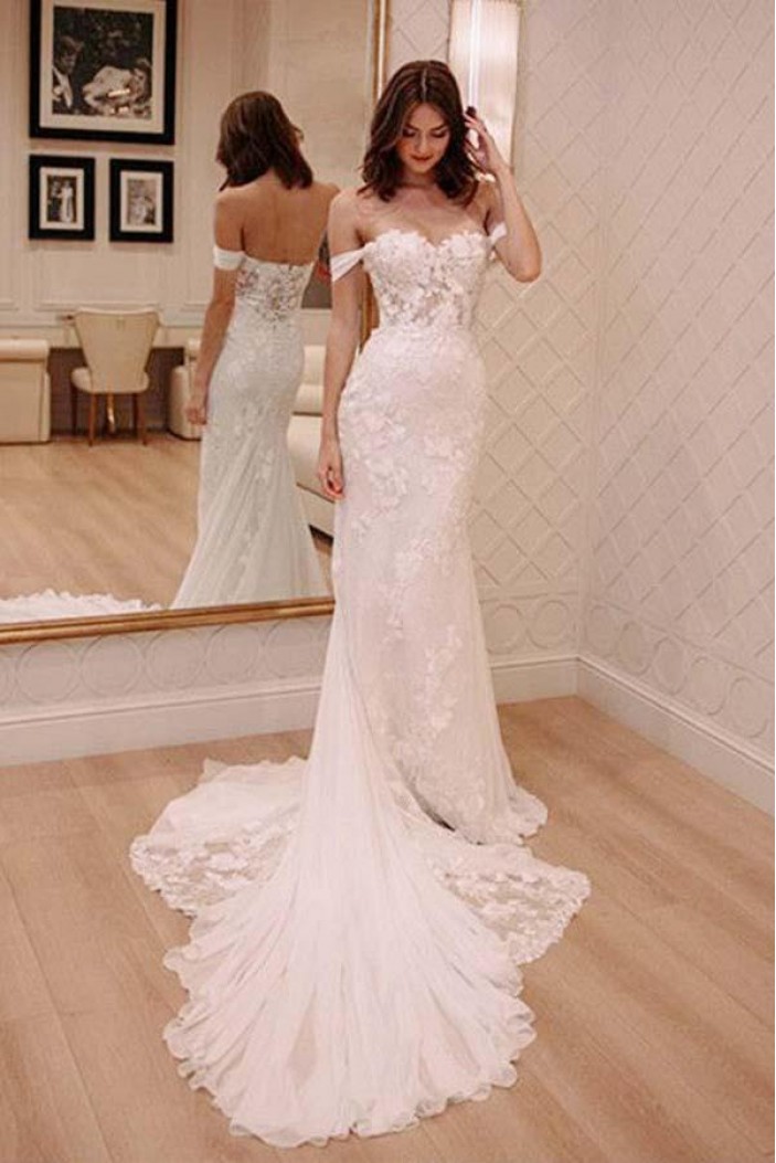 Mermaid Lace Off the Shoulder Wedding Dresses Bridal Gowns 903050