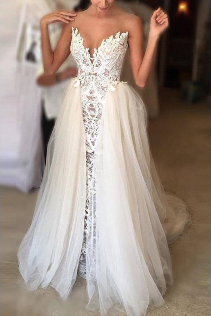 Lace and Tulle Sweetheart Wedding Dresses Bridal Gowns 903062