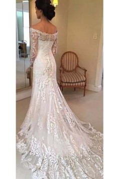 Elegant Mermaid Lace Wedding Dresses Bridal Gowns with Long Sleeves 903070