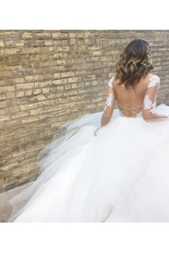 A-Line Lace and Tulle Long Wedding Dresses Bridal Gowns 903079