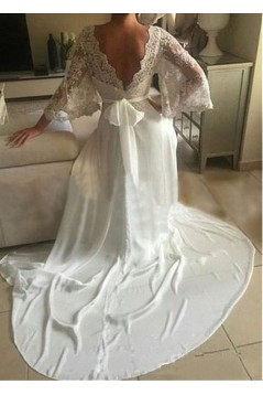 A-Line Chiffon and Lace Wedding Dresses Bridal Gowns 903086