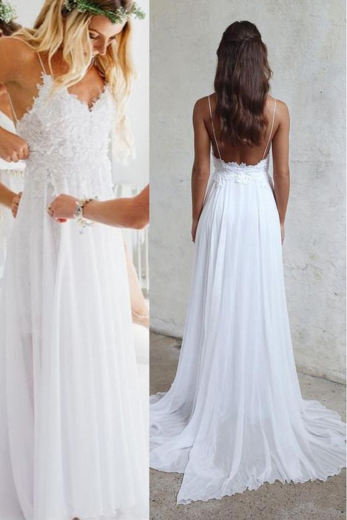 Lace and Chiffon Long Wedding Dresses Bridal Gowns 903129