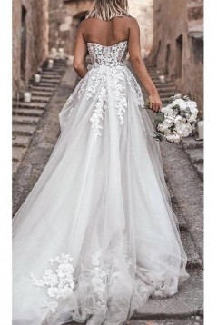 A-Line Sweetheart Lace Long Wedding Dresses Bridal Gowns 903134
