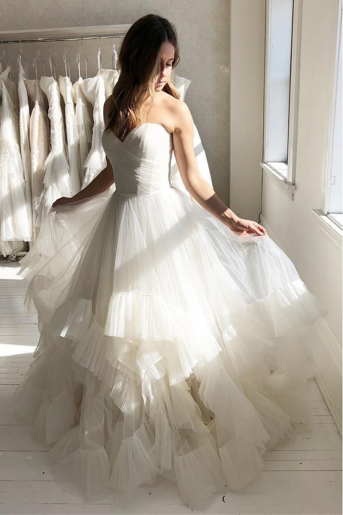 A-Line Sweetheart Tulle Wedding Dresses Bridal Gowns 903141