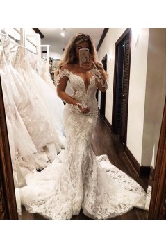 Mermaid Lace Off the Shoulder Long Sleeves Wedding Dresses Bridal Gowns 903238