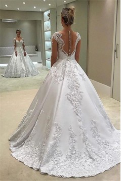 A-Line Lace Long Sleeves Wedding Dresses Bridal Gowns 903240