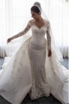 Mermaid Lace Long Sleeves Wedding Dresses Bridal Gowns 903245