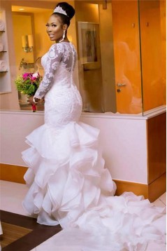 Mermaid Long Sleeves Lace Wedding Dresses Bridal Gowns 903296