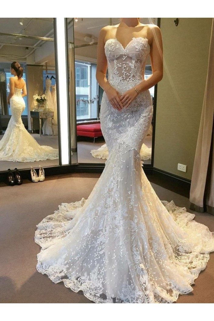 Mermaid Sweetheart Lace and TulleWedding Dresses Bridal Gowns 903297