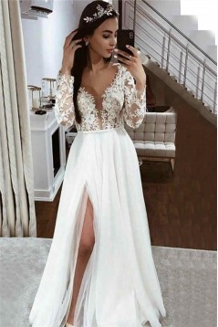 A-Line Lace Long Sleeves Wedding Dresses Bridal Gowns 903319