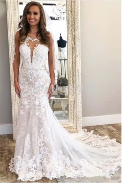 Elegant Mermaid Lace Long Wedding Dresses Bridal Gowns 903323