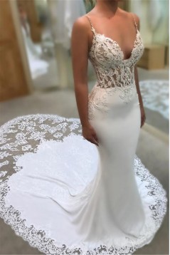 Mermaid Spaghetti Straps Lace Wedding Dresses Bridal Gowns 903347