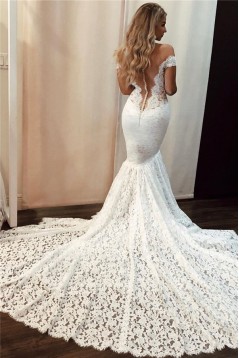 Mermaid Off the Shoulder Lace Wedding Dresses Bridal Gowns 903348