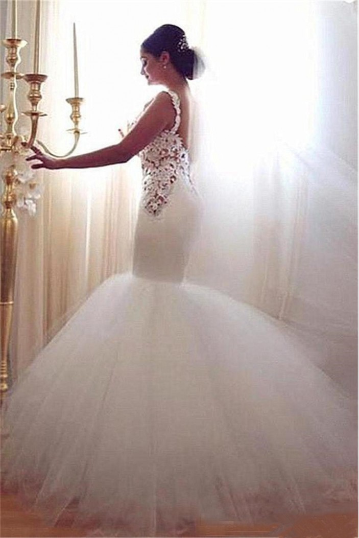 Mermaid Lace and Tulle Wedding Dresses Bridal Gowns 903349