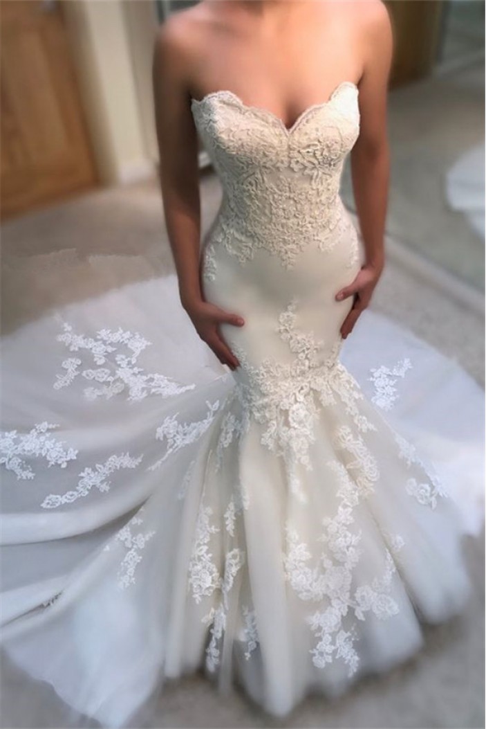 Mermaid Sweetheart Lace and Tulle Wedding Dresses Bridal Gowns 903359