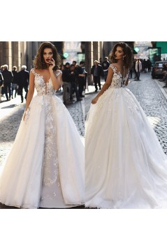 A-Line Lace and Tulle Long Wedding Dresses Bridal Gowns 903361