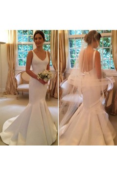 Mermaid V Neck Long Wedding Dresses Bridal Gowns 903364