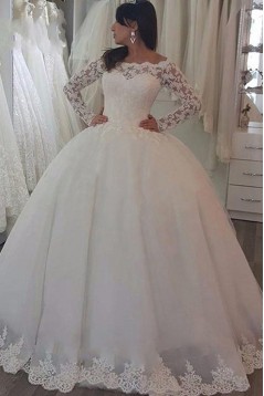 Ball Gowns Lace Long Sleeves Wedding Dresses Bridal Gowns 903378