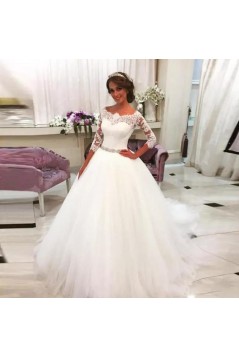 Elegant Lace and Tulle Wedding Dresses Bridal Gowns with Sleeves 903381