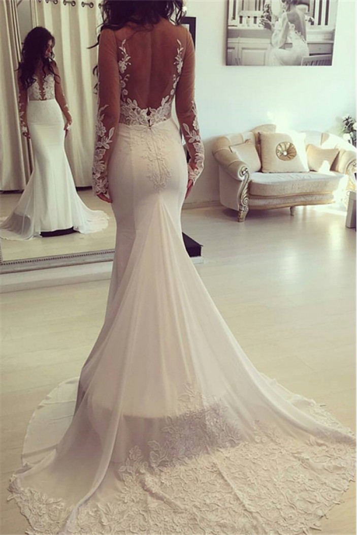 Mermaid Lace Long Sleeves Wedding Dresses Bridal Gowns 903398