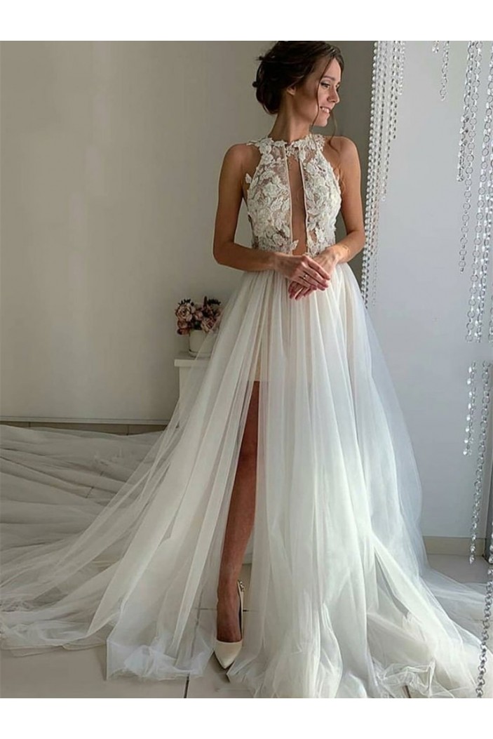 A-Line Lace and Tulle Wedding Dresses Bridal Gowns 903438