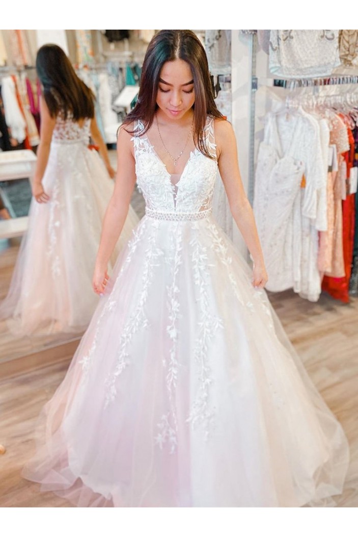 A-Line Lace and Tulle Wedding Dresses Bridal Gowns 903444