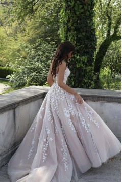 A-Line Lace and Tulle Long Wedding Dresses Bridal Gowns 903465