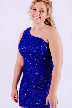 Short One Shoulder Sequins Prom Dresses Homecoming Dresses 904037