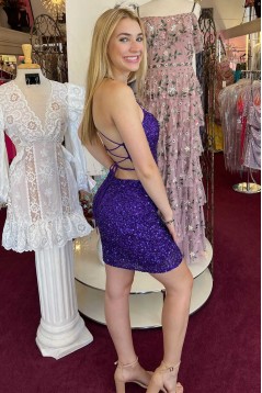 Short/Mini Sequined Homecoming Dresses Prom Dresses with Sequins 904041