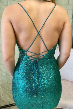 Short/Mini Spaghetti Straps Sequins Prom Dresses Homecoming Dresses 904069