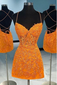 Short/Mini Spaghetti Straps Lace Prom Dresses Homecoming Dresses 904070