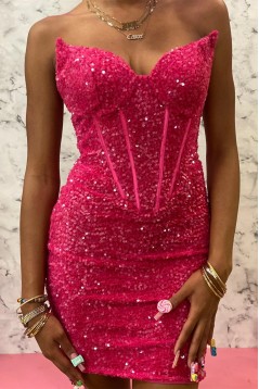 Short/Mini Black Sweetheart Sequins Prom Dresses Homecoming Dresses 904075