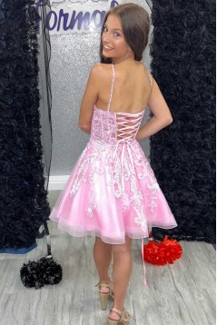 Short/Mini Pink Lace Prom Dresses Homecoming Dresses 904116