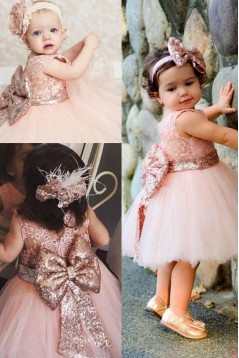 Cute Knee Length Lace and Tulle Flower Girl Dresses 905025