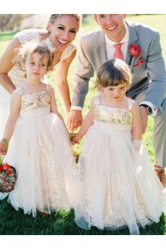 Cute Floor Length Sequins and Tulle Flower Girl Dresses 905026