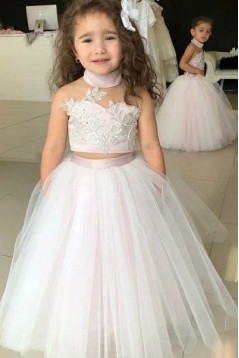 Lace and Tulle Two Pieces Flower Girl Dresses 905037