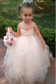 Cute Beaded Tulle Flower Girl Dresses 905038