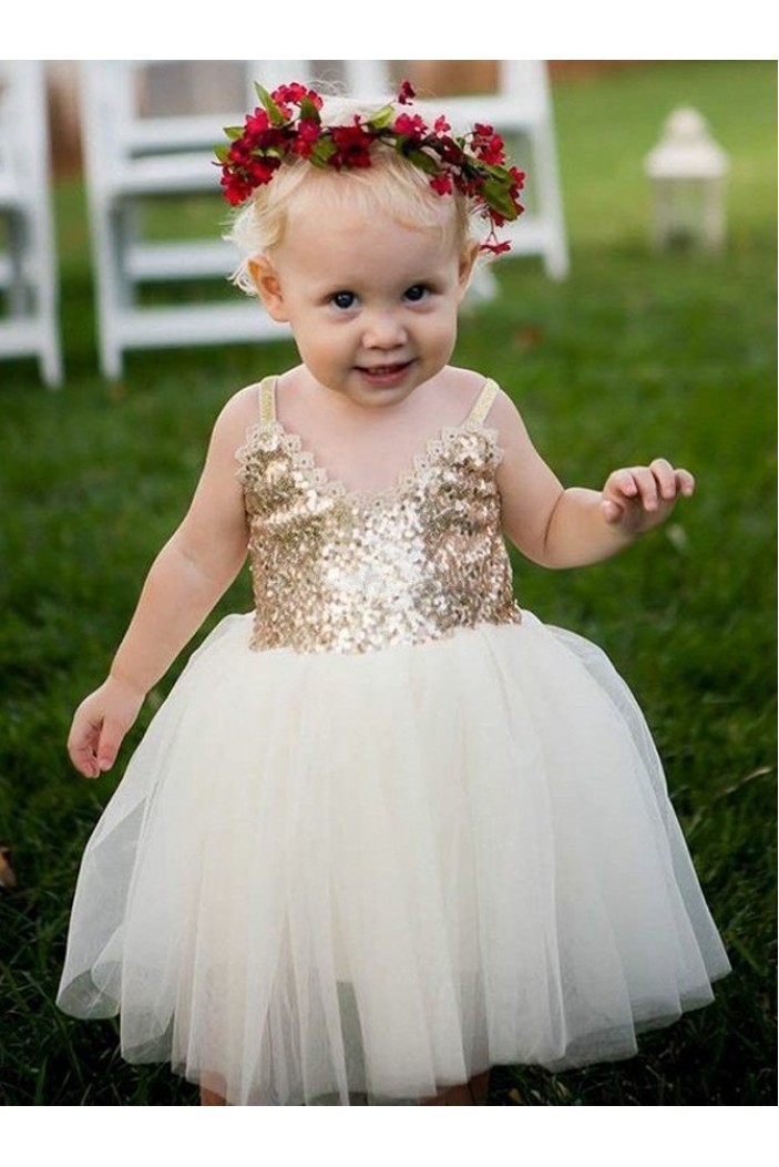 Cute Sequins and Tulle Flower Girl Dresses 905066