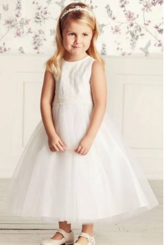 Cute Knee Length Lace and Tulle Flower Girl Dresses 905098