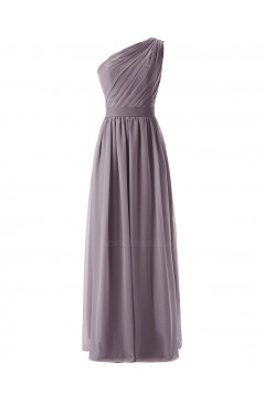 A-Line One-Shoulder Mint Green Long Chiffon Bridesmaid Dresses/Wedding Party Dresses BD010004