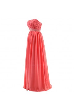 Strapless Long Chiffon Beaded Bridesmaid Dresses/Wedding Party Dresses BD010006