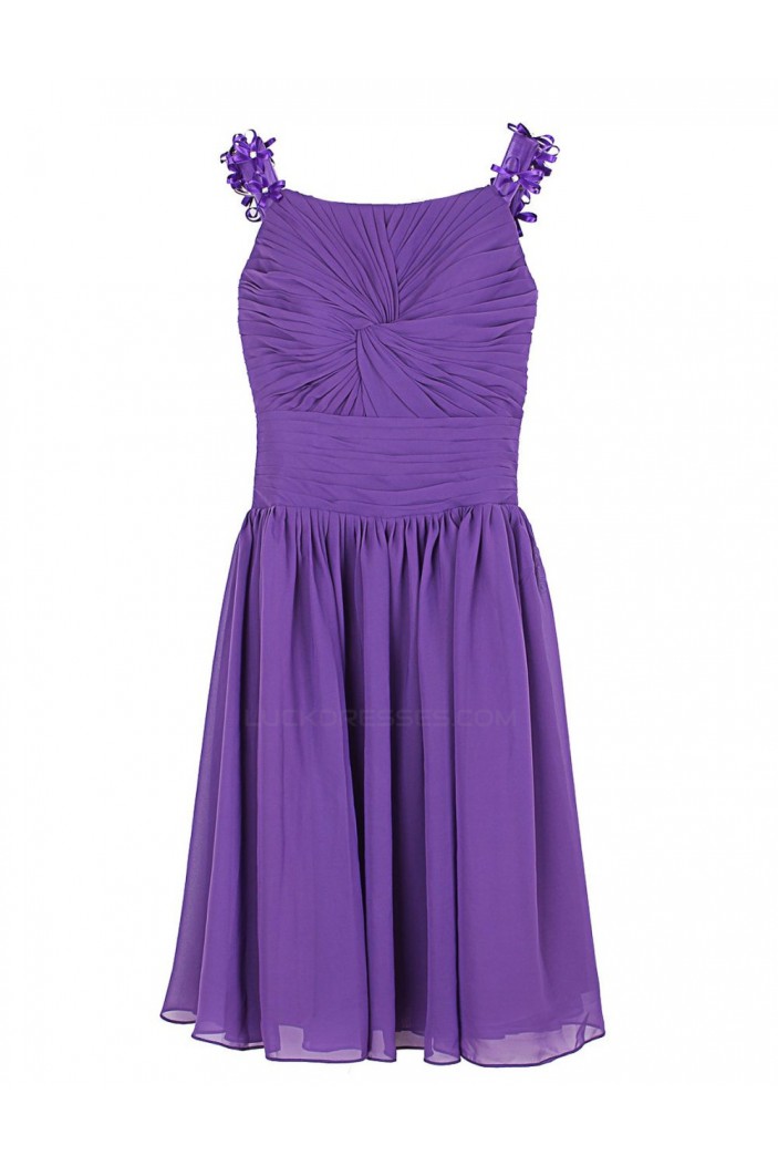 A-Line Straps Short Purple Chiffon Bridesmaid Dresses/Wedding Party Dresses BD010016