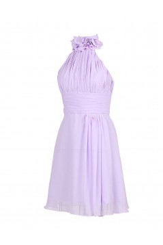 A-Line Halter Short Purple Chiffon Bridesmaid Dresses/Wedding Party Dresses BD010023