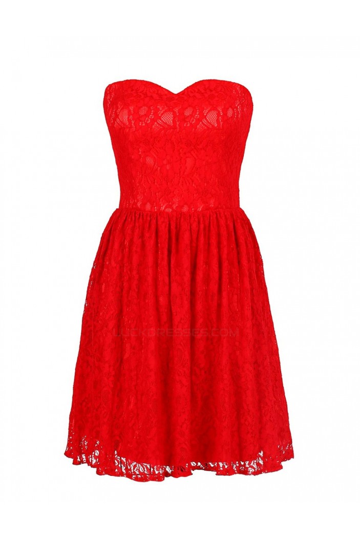 A-Line Sweetheart Short Red Lace Bridesmaid Dresses/Wedding Party Dresses BD010027