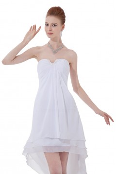 High Low White Short Chiffon Bridesmaid Dresses/Wedding Party Dresses BD010033