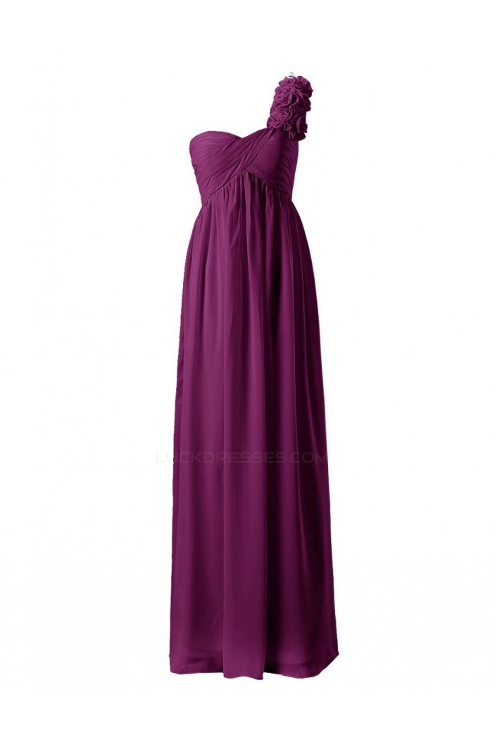 Empire One-Shoulder Long Purple Chiffon Bridesmaid Dresses/Wedding Party Dresses/Maternity Dresses BD010037