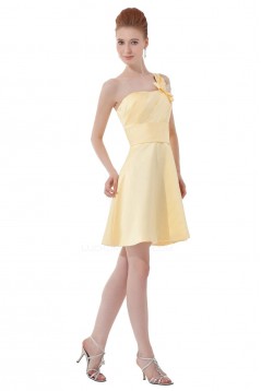 A-Line One-Shoulder Short/Mini Yellow Bridesmaid Dresses/Wedding Party Dresses BD010038
