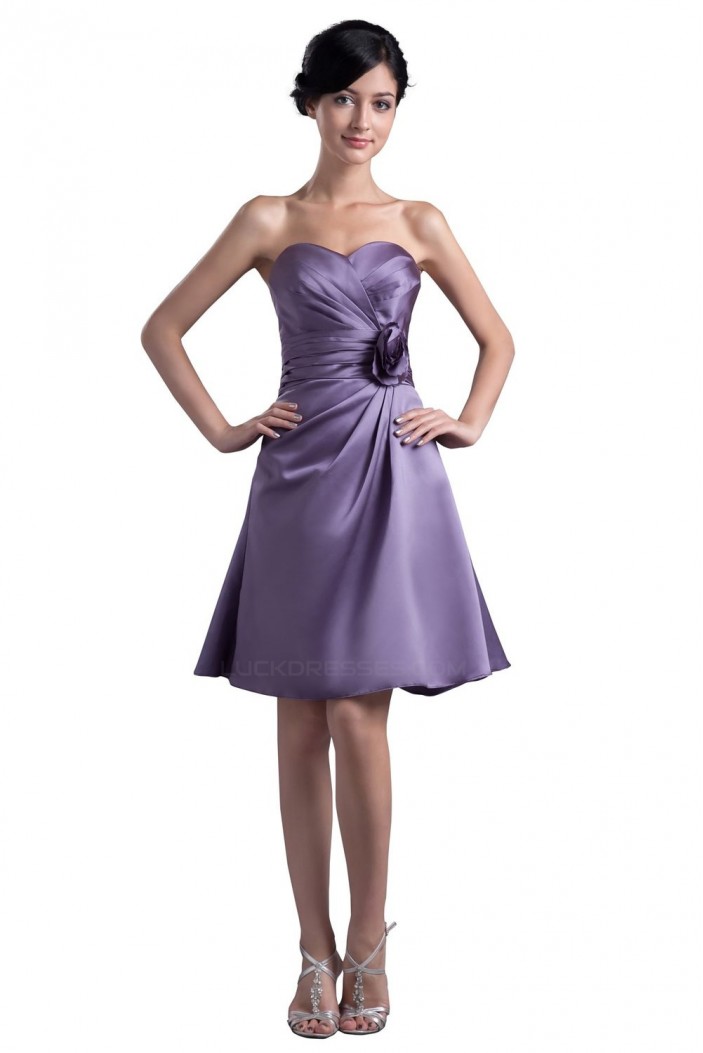 A-Line Sweetheart Short Satin Bridesmaid Dresses/Wedding Party Dresses BD010046